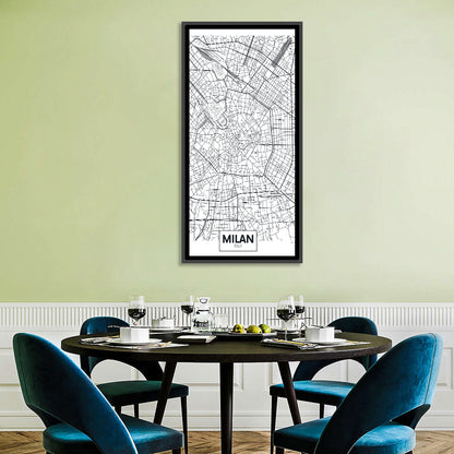 Milan City Map Wall Art