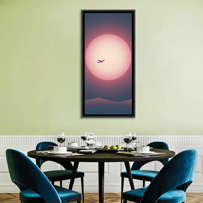 Airplane Flying Sunset Wall Art