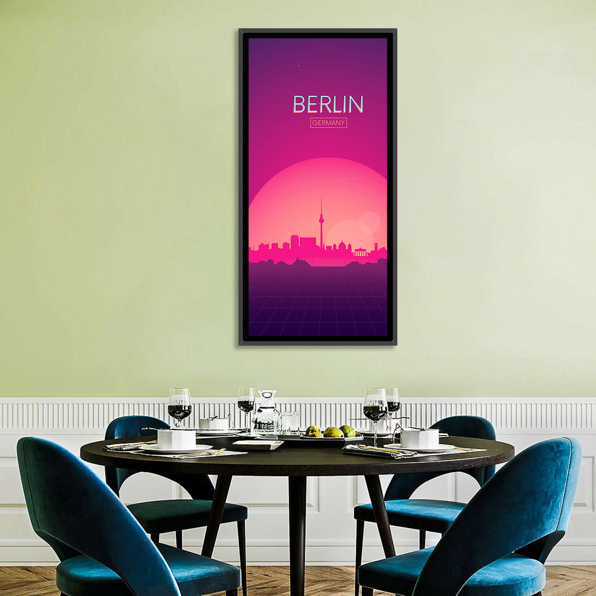 Berlin Tv Tower Synthwave Skyline Wall Art