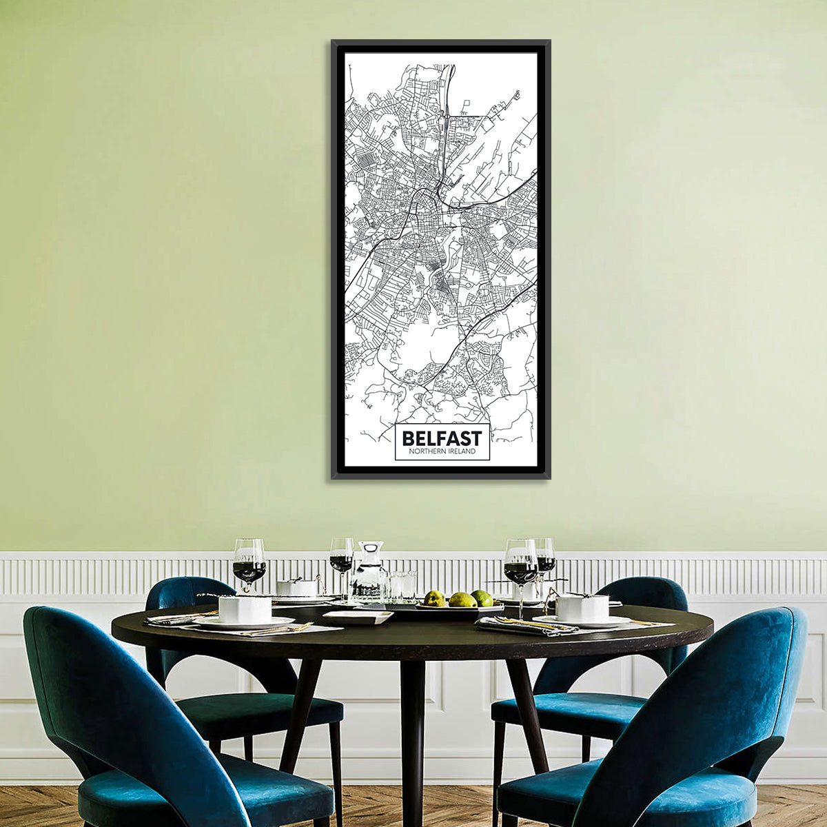 Belfast City Map Wall Art