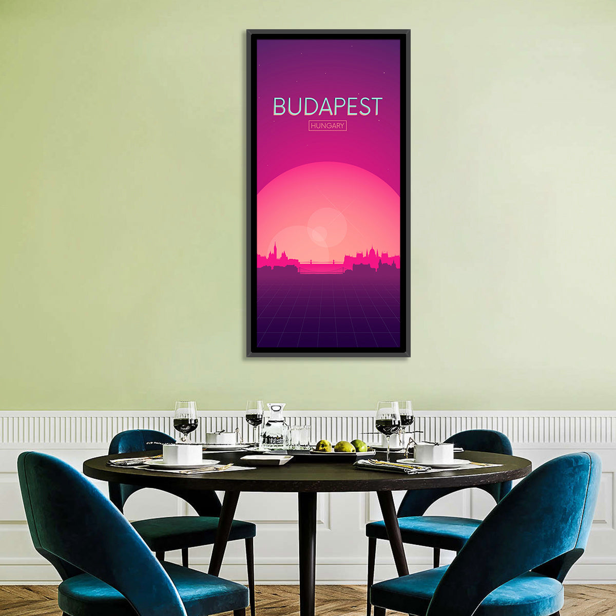 Budapest Sunset Skyline Wall Art