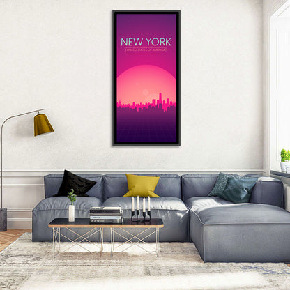 New York Retro Sunset Skyline Wall Art