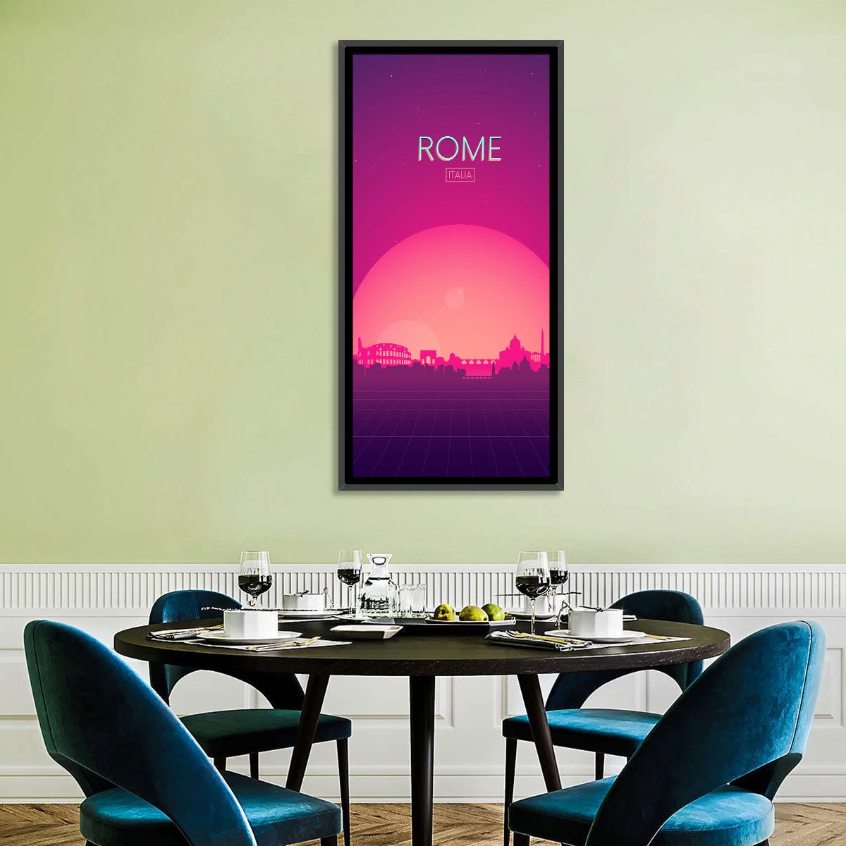 Rome Colosseum Skyline Wall Art in a room, portrait