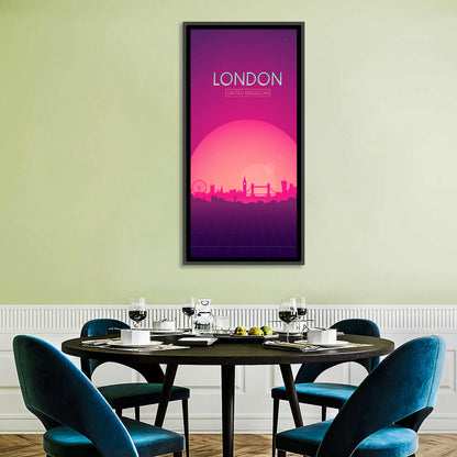 Retro London Sunset Skyline Wall Art