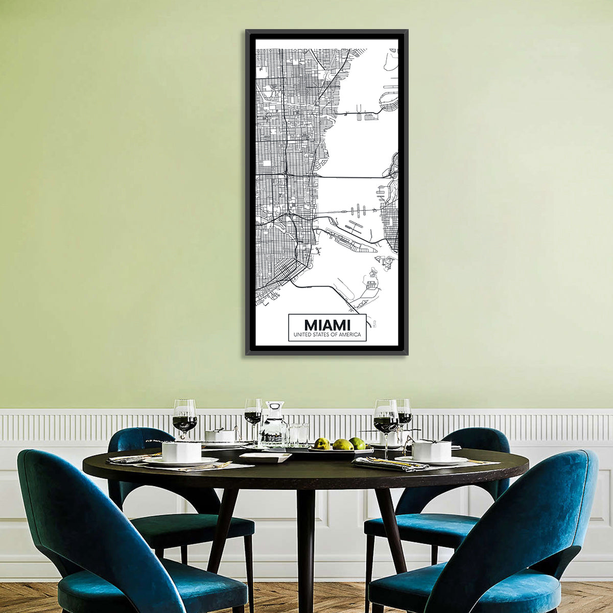 Miami City Map Wall Art