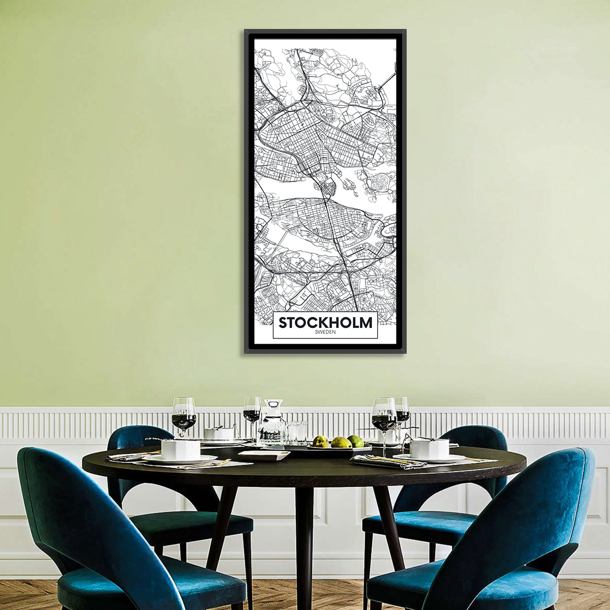 Stockholm City Map Wall Art