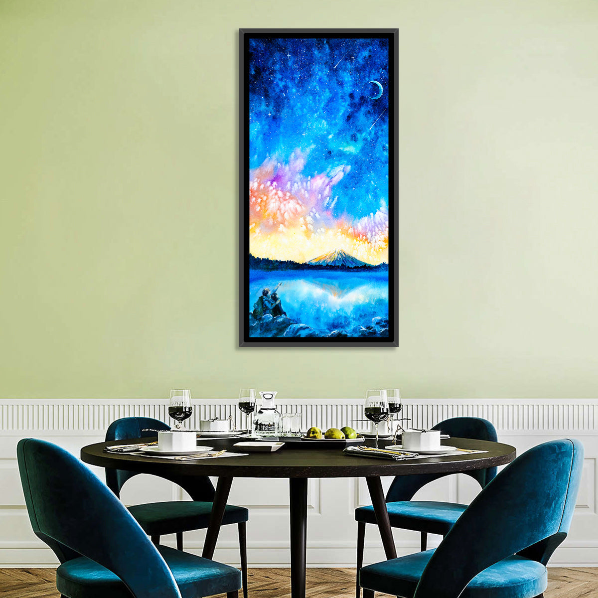 Starry Night Mountain Lake Wall Art