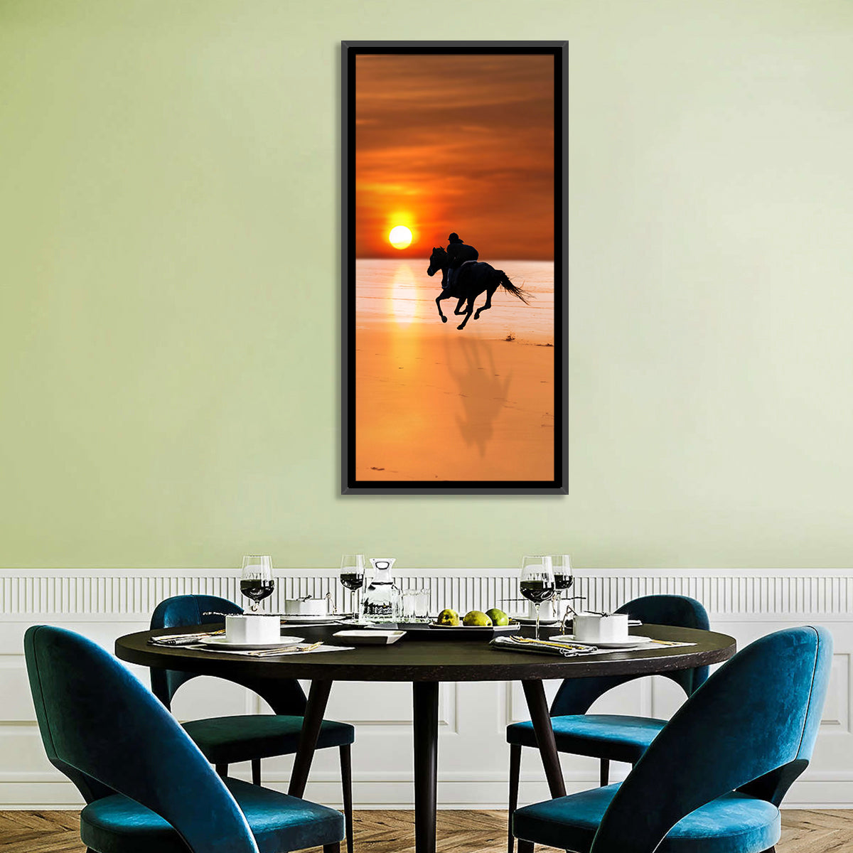 Horse and Rider at Sunset Wall Art