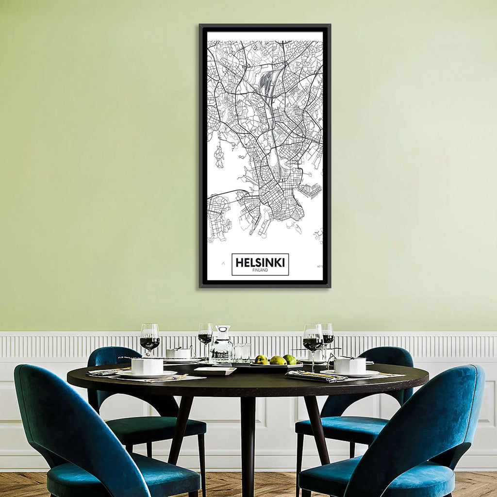 Helsinki Street Grid Map Wall Art