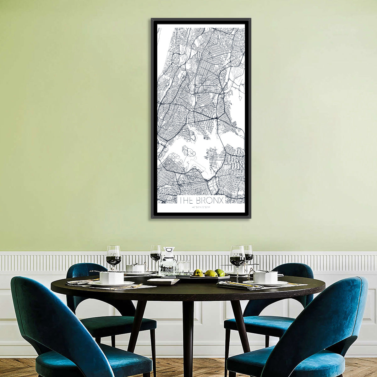 Bronx Black and White Map Wall Art