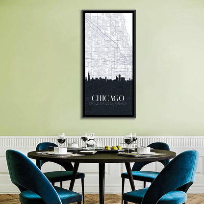 Chicago Skyline Map Wall Art