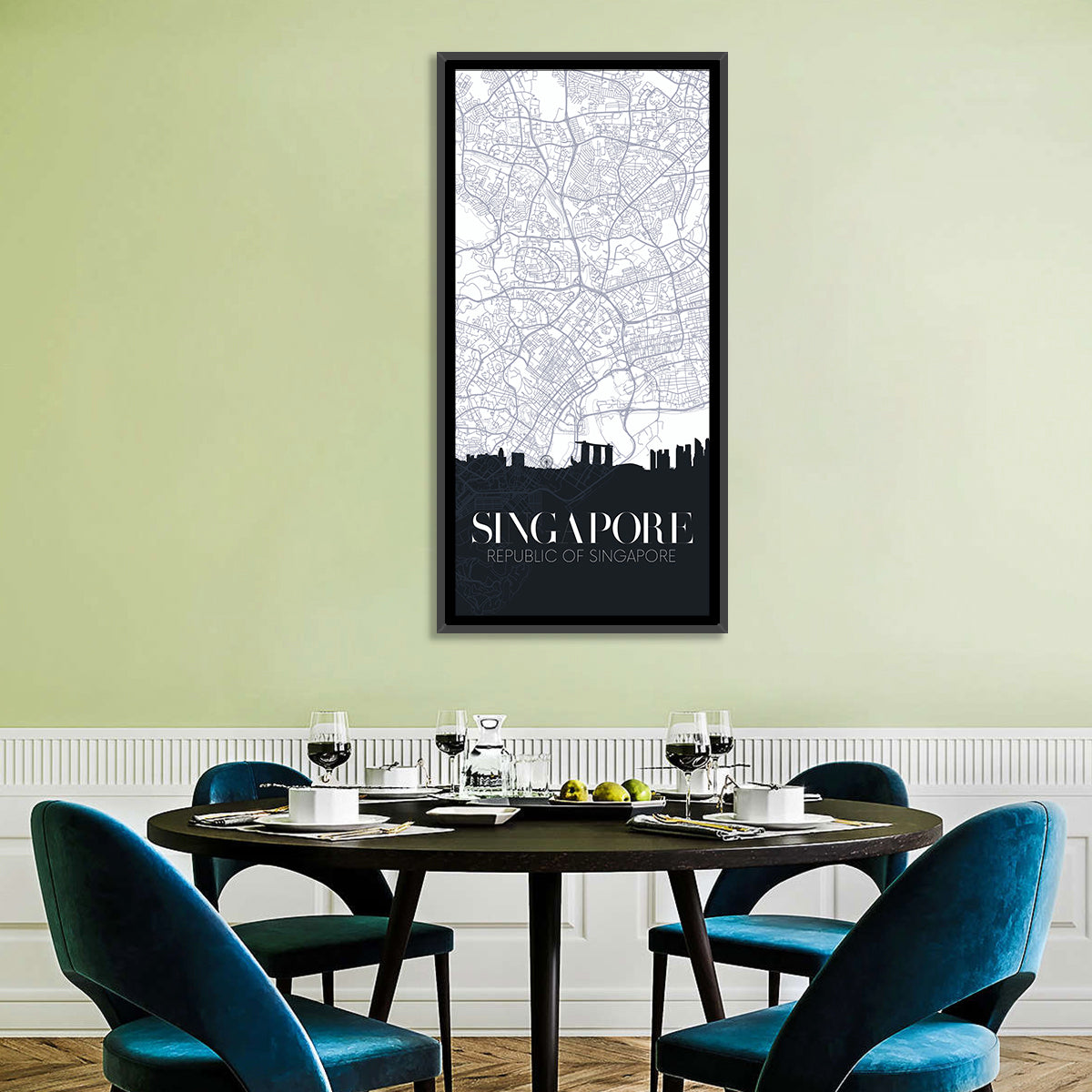 Singapore City Map Silhouette Wall Art