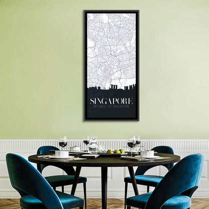 Singapore City Map Silhouette Wall Art