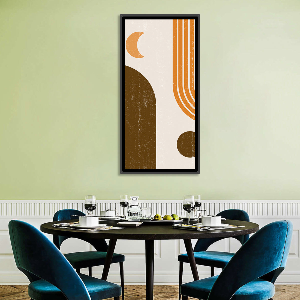 Crescent Moon Arch Abstract Wall Art in a room, portrait
