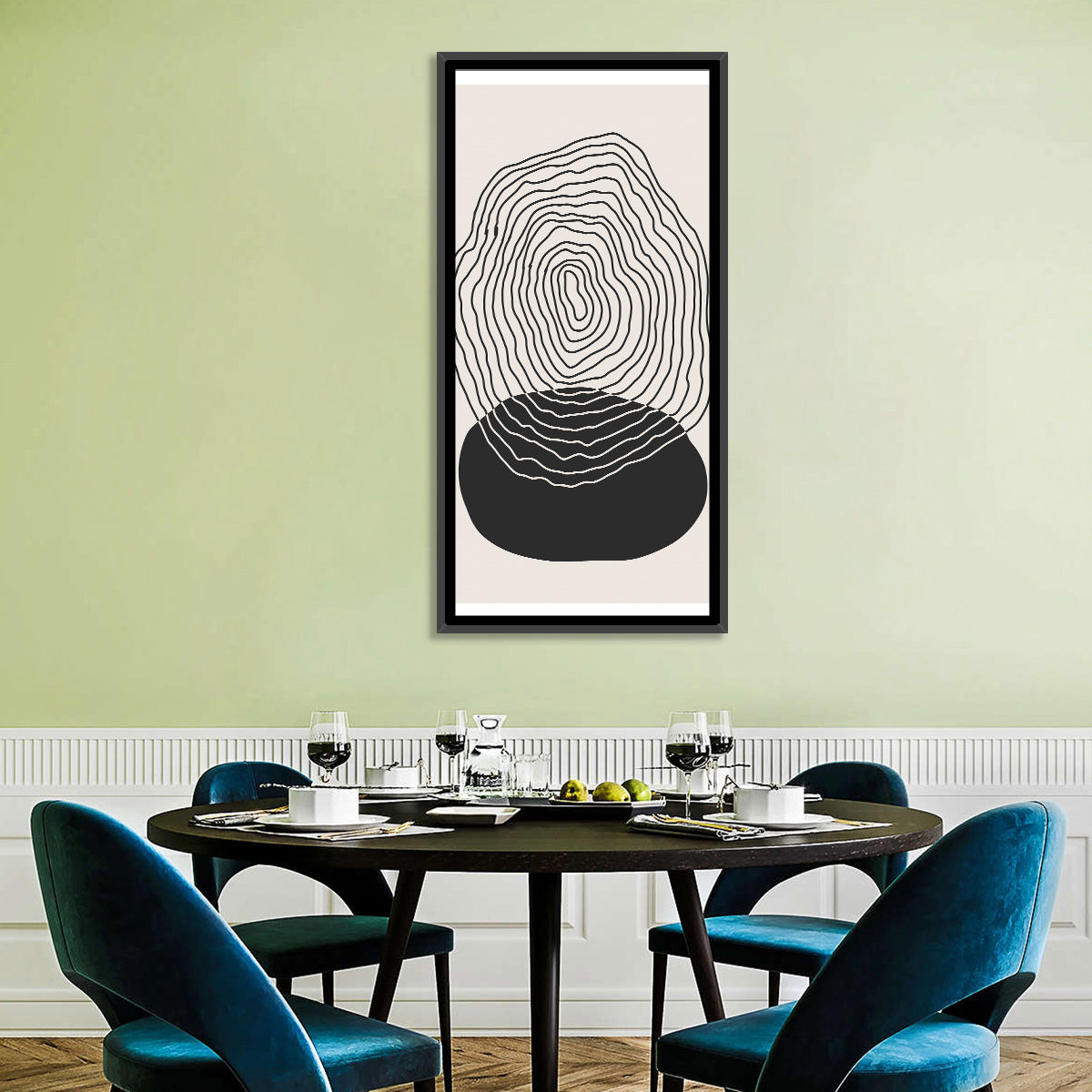 Sun Shadow Abstract Wall Art in a room, portrait