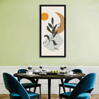 Leafy Branch with Sun and Moon Wall Art