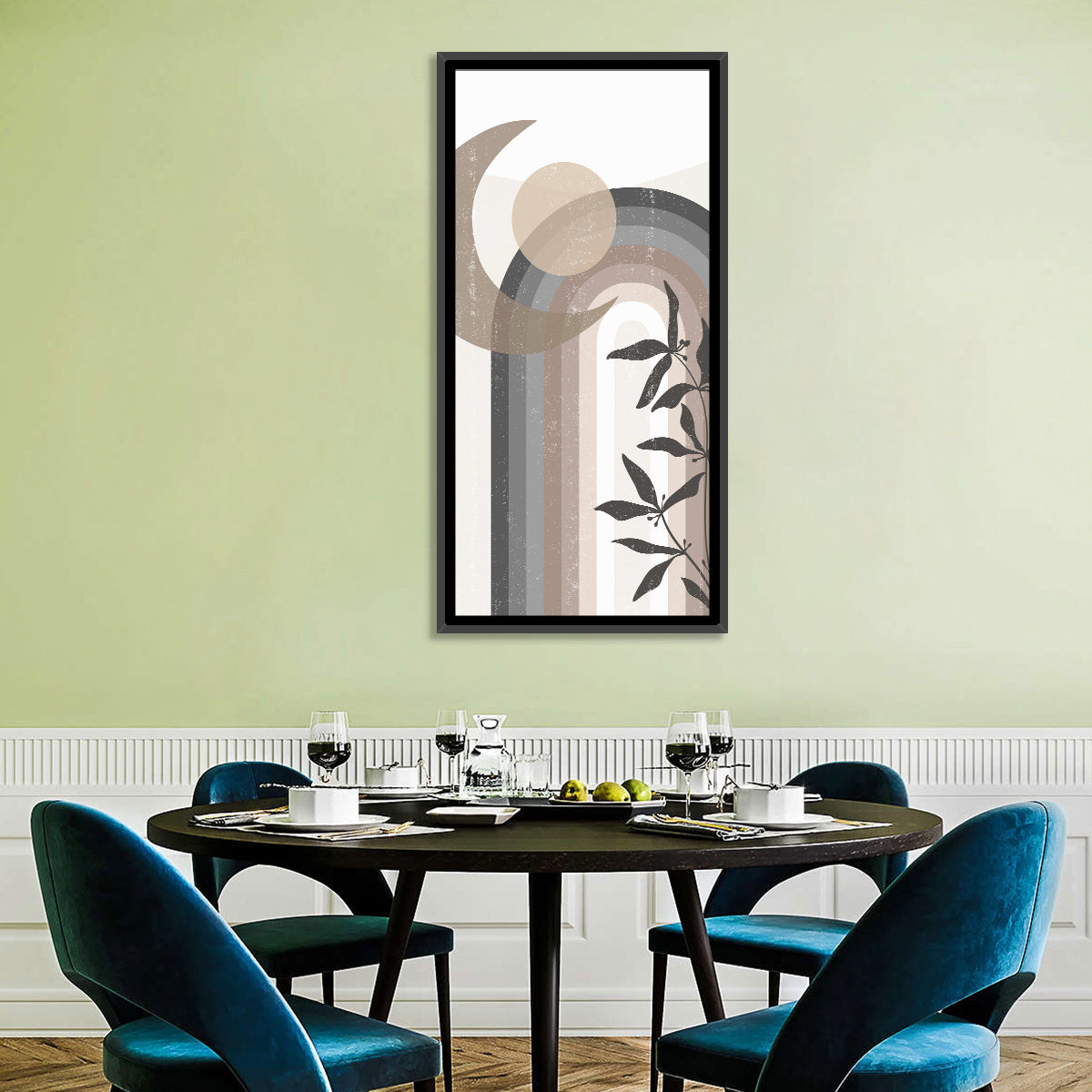 Crescent Moon Rainbow Abstract Wall Art