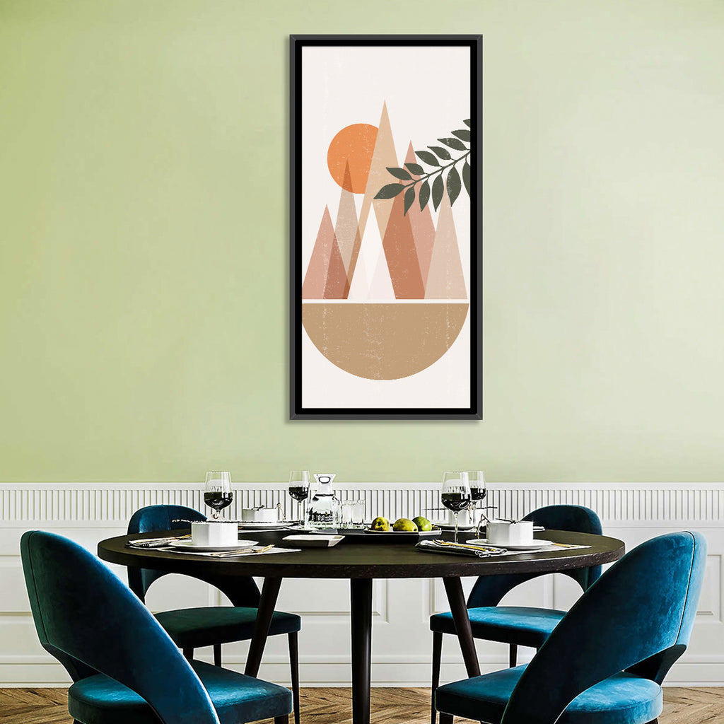 Geometric Mountain Sunset Wall Art