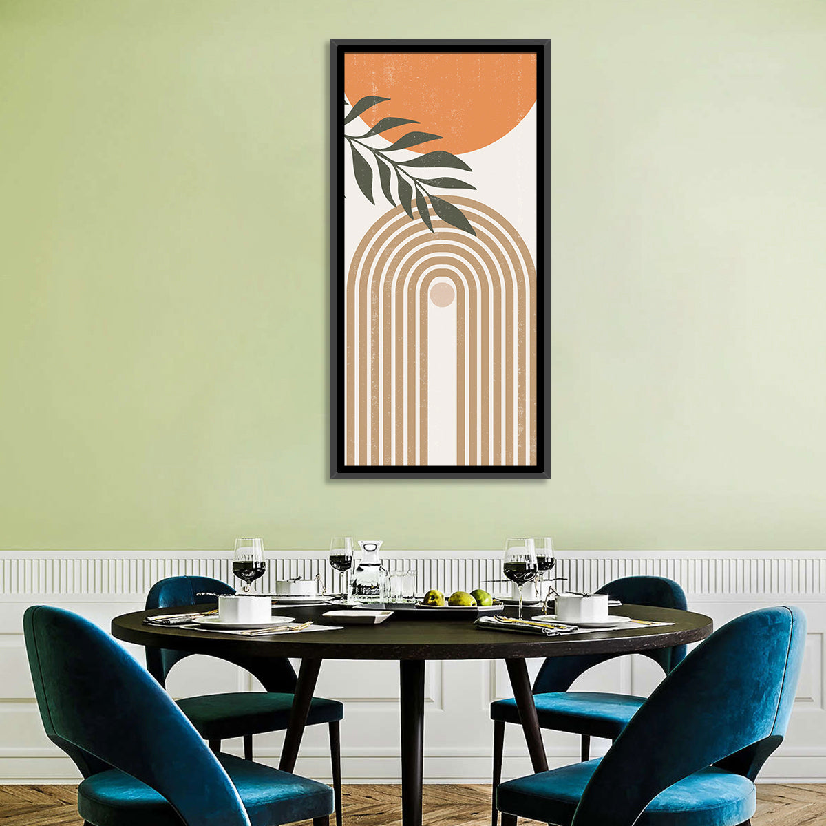 Sun Boho Paths Wall Art in a room, portrait