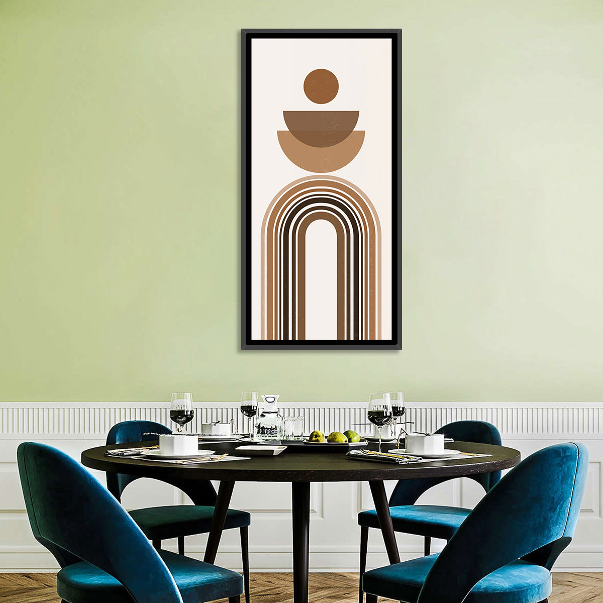 Neutral Rainbow Balance Wall Art in a room, portrait