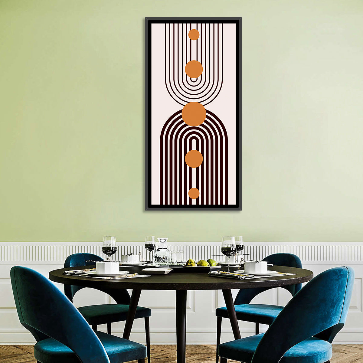 Boho Arch Pattern Wall Art in a room, portrait