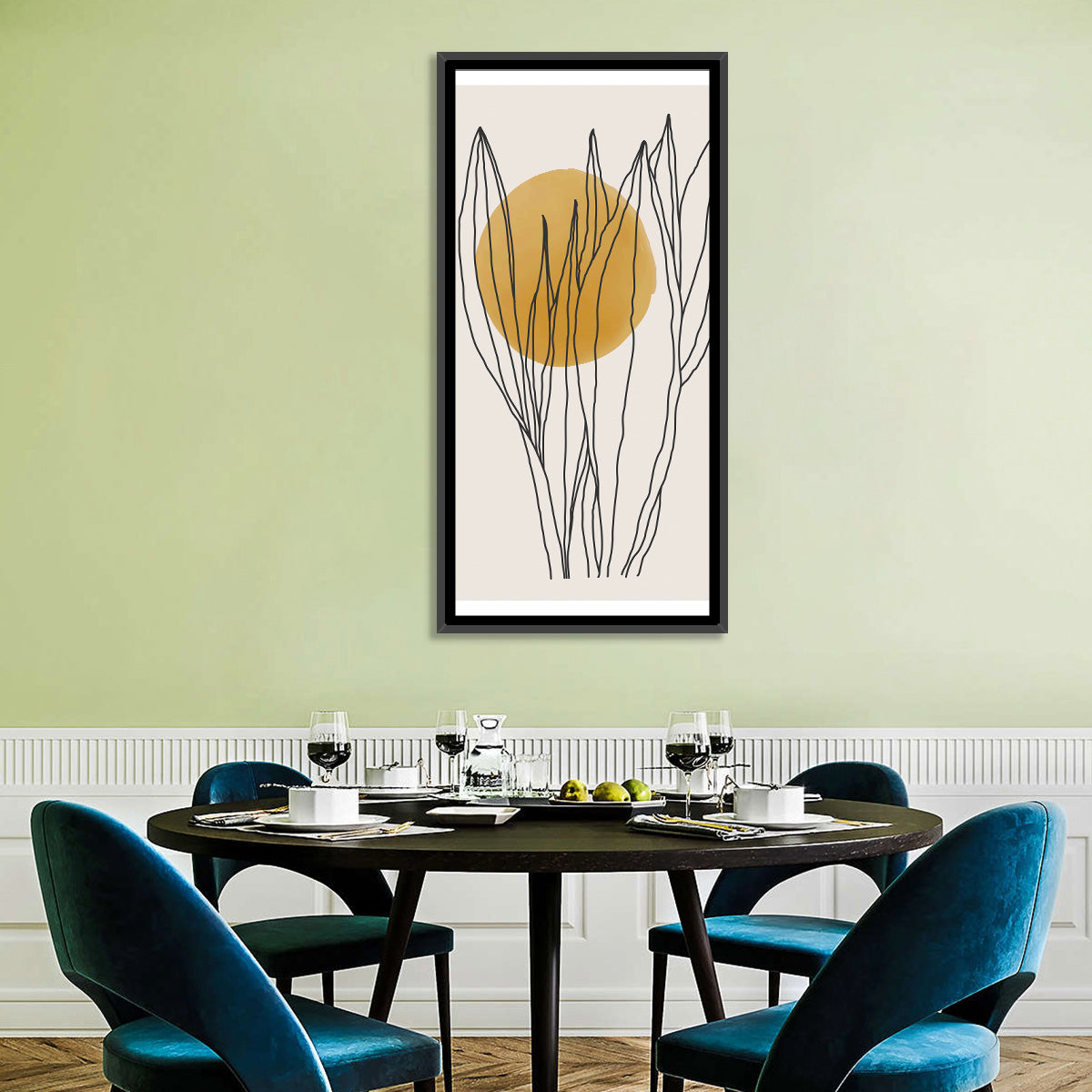 Leaves Catching Sun Wall Art in a room, portrait
