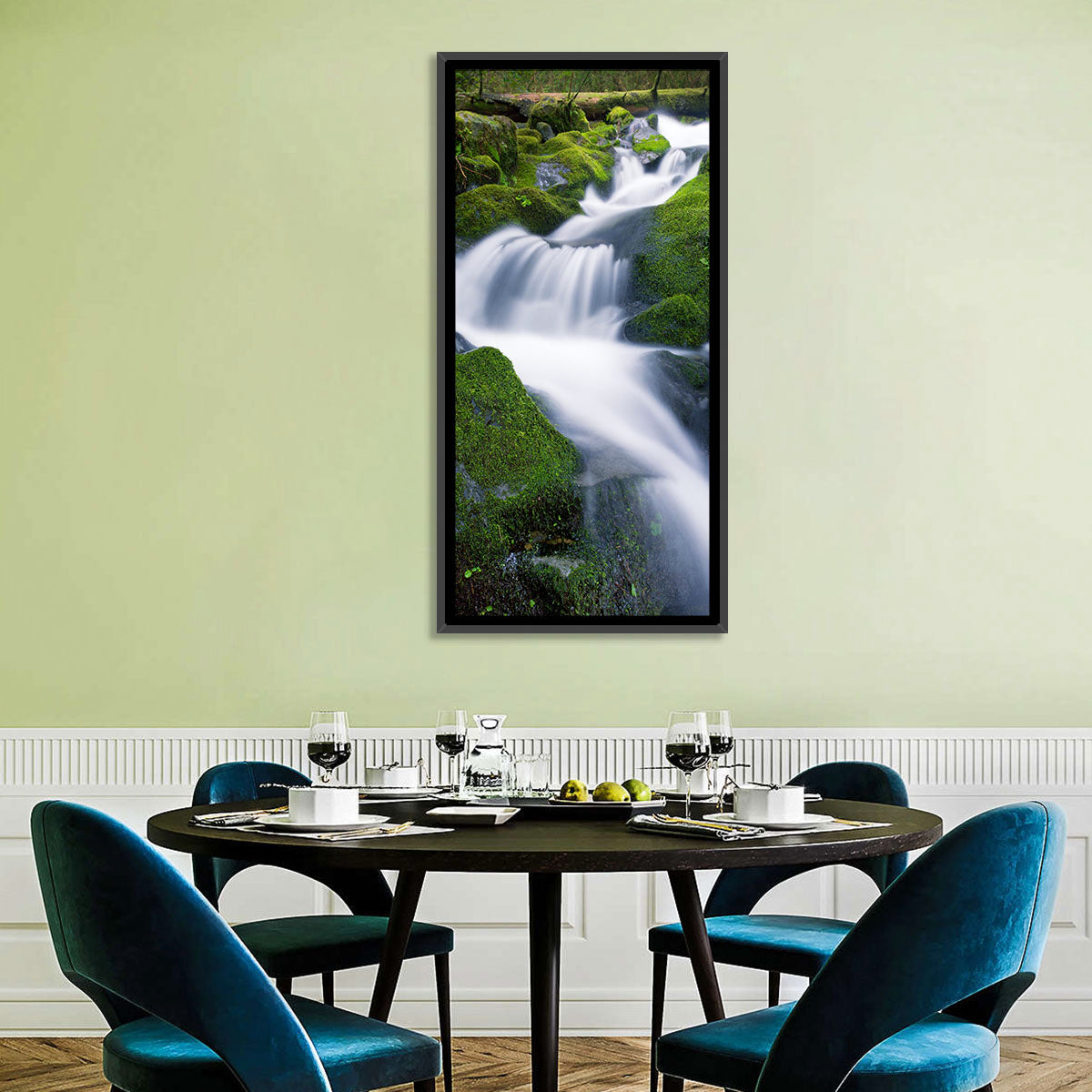 Olympic National Park Waterfall Wall Art in a room, portrait