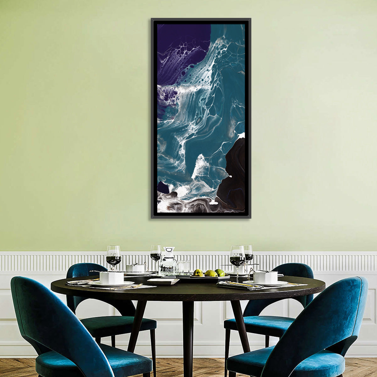 Teal and Purple Marble Texture Wall Art