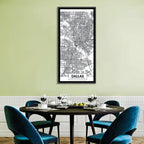 Dallas City Map with Coordinates Wall Art