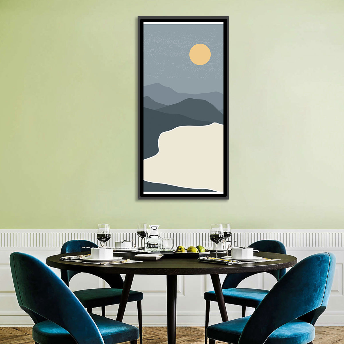 Sandy Mountains at Dusk Wall Art in a room, portrait