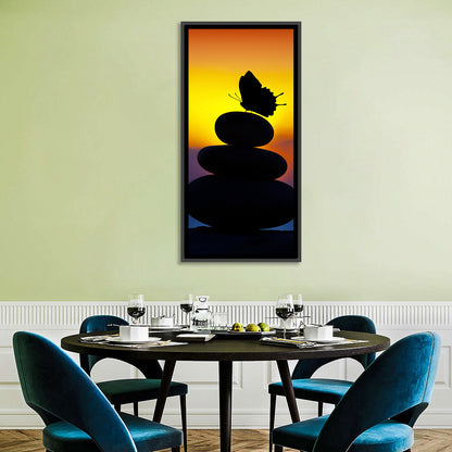 Stacked Spa Stones with Butterfly Wall Art