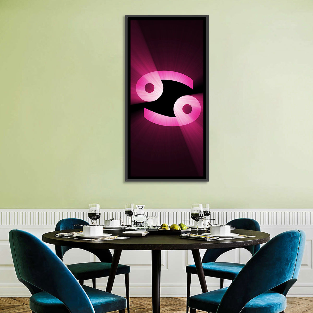 Glowing Pink Cancer Symbol Wall Art