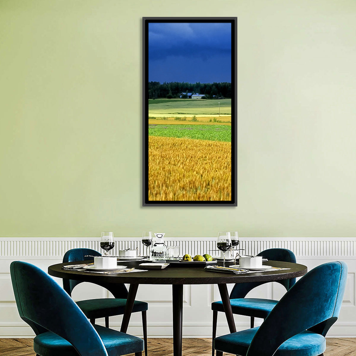 Cornfields Under Stormy Sky Wall Art