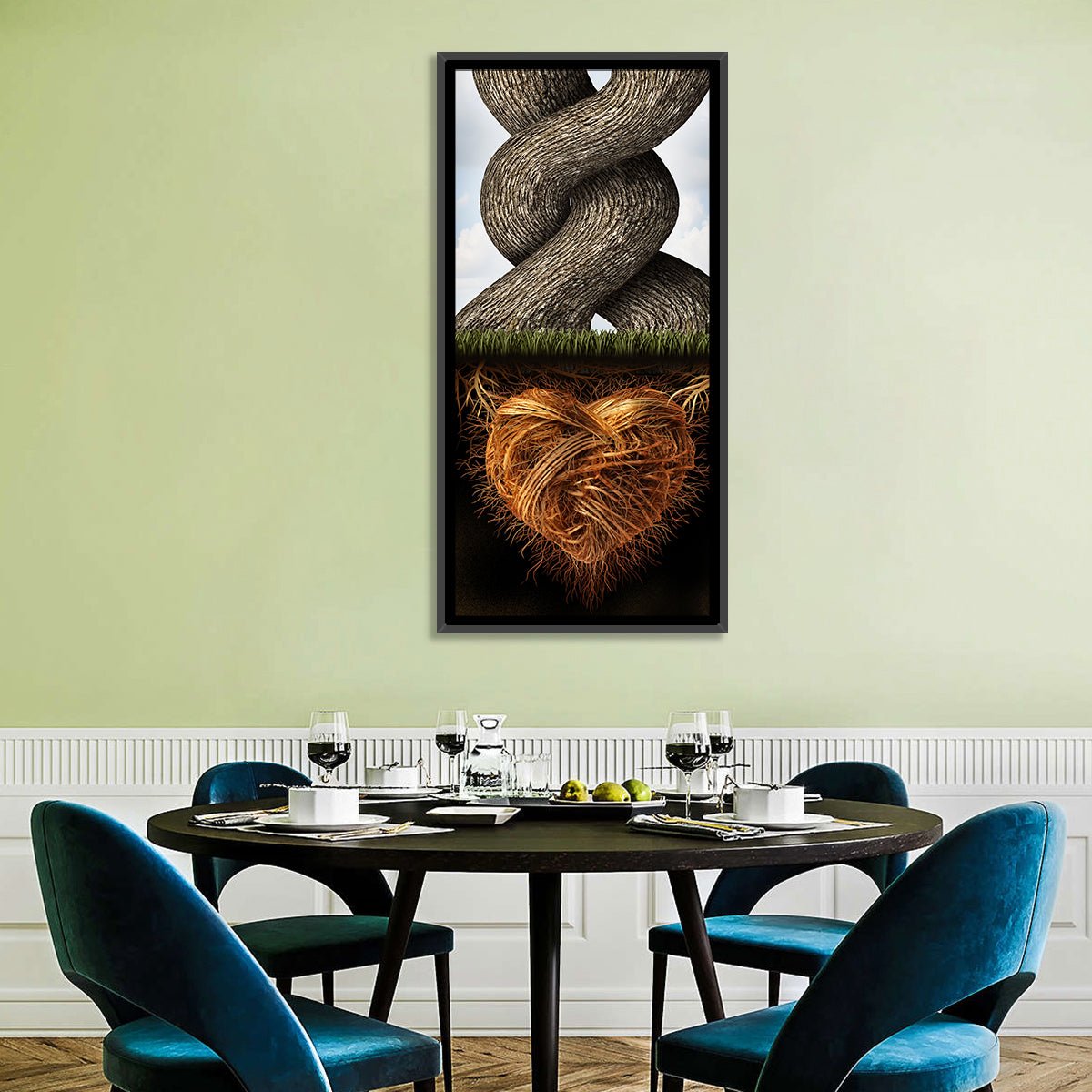 Intertwined Trees with Heart-shaped Roots Wall Art