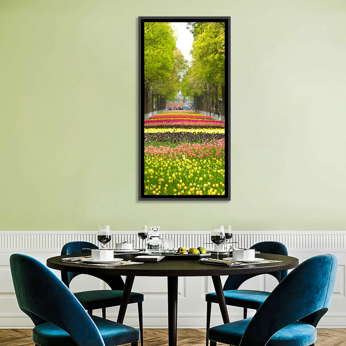 Tree-lined Tulip Garden Path Wall Art