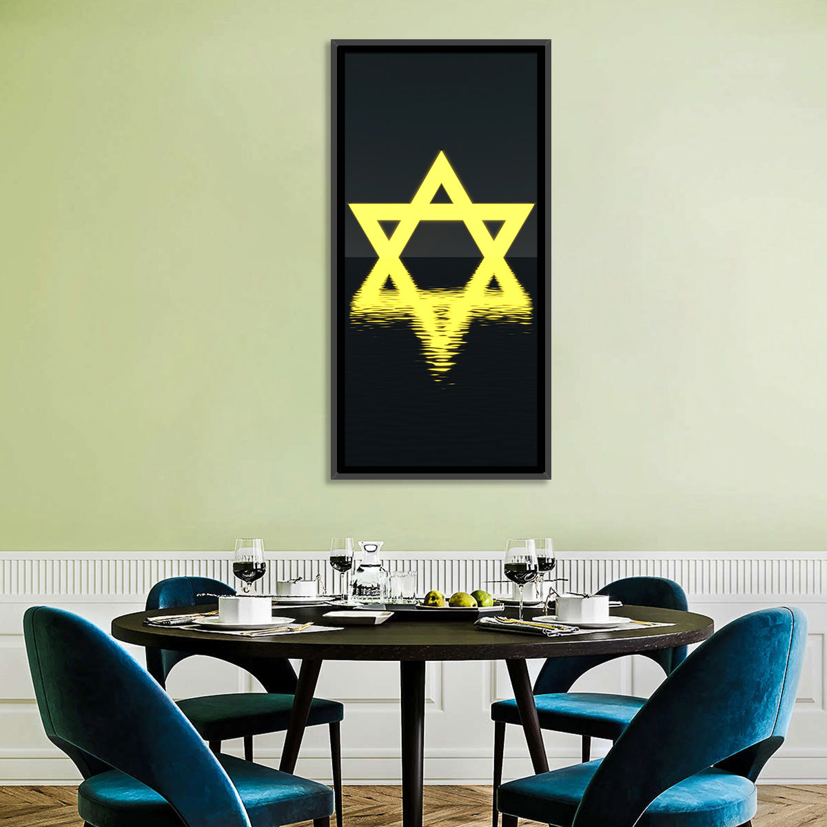 Glowing Star of David Reflection Wall Art