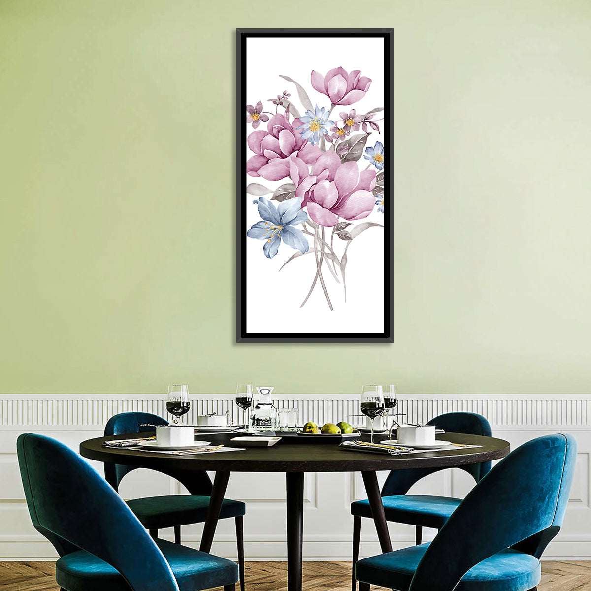 Pink Watercolor Bouquet Illustration Wall Art