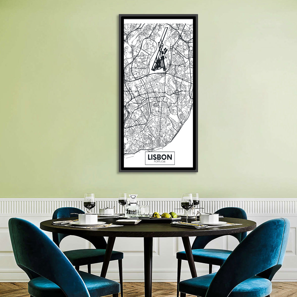 Lisbon Schematic Map Wall Art