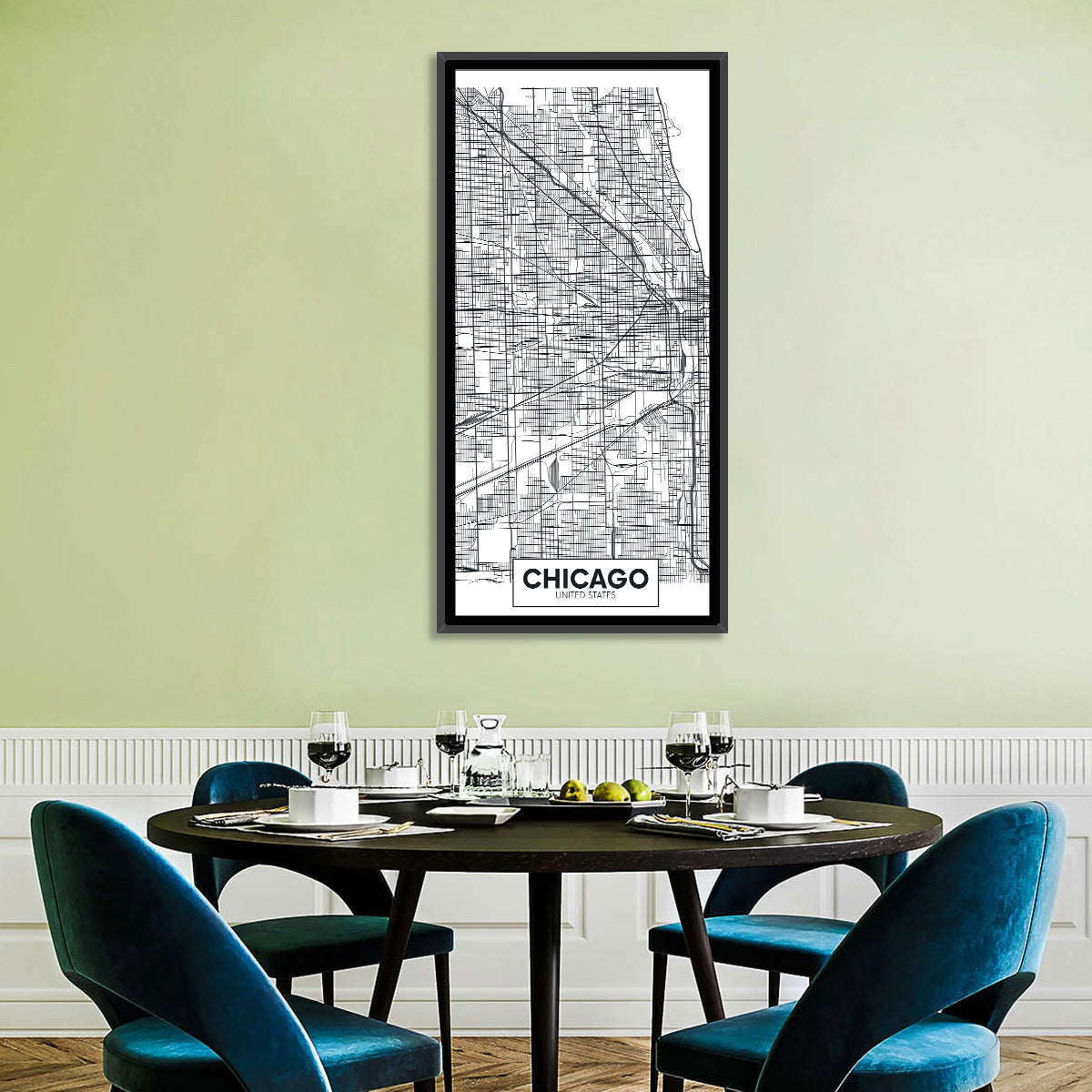 Chicago City Map Wall Art