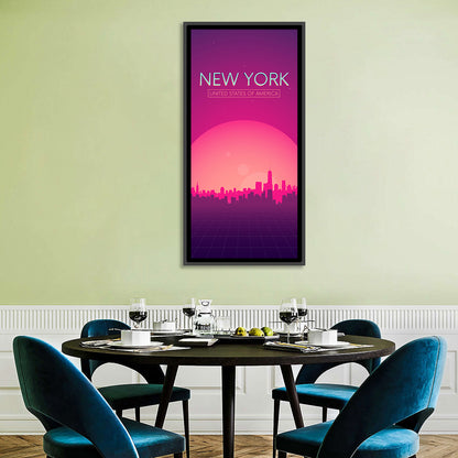 New York Retro Sunset Skyline Wall Art