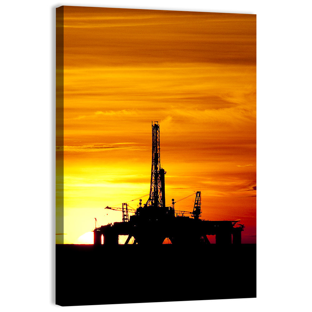 Offshore Oil Rig at Sunset Wall Art