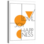 Love Joy Happiness Geometric Typography Wall Art