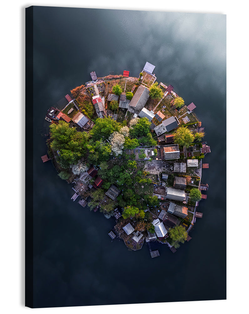 Aerial View of Lake Kavicsos Island Wall Art