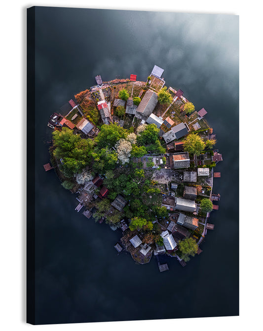 Aerial Lake Kavicsos Island Wall Art