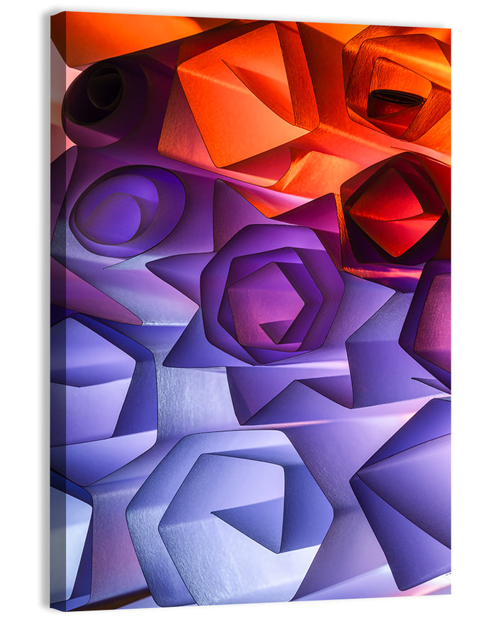 Geometric Paper Flowers Wall Art as a canvas print