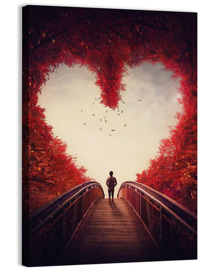 Heart Shaped Forest Path Wall Art as a canvas print