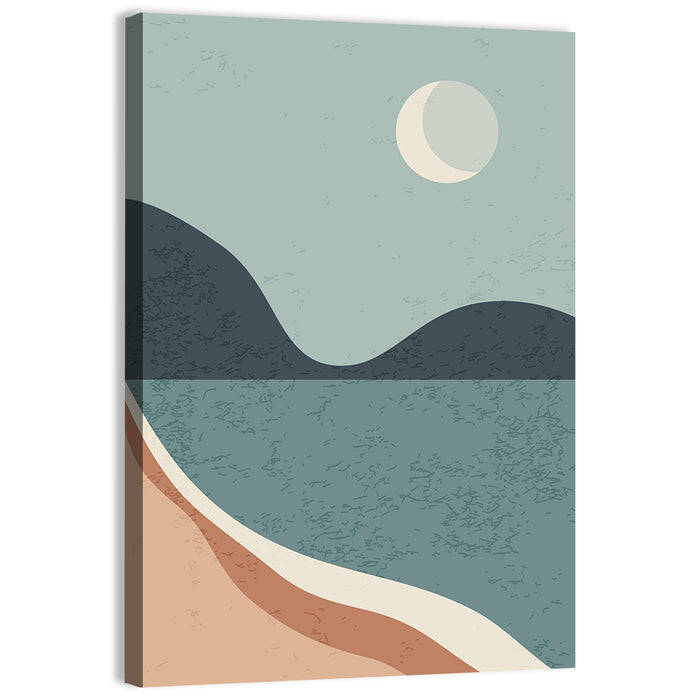 Crescent Moon Mountain Lake Wall Art as a canvas print