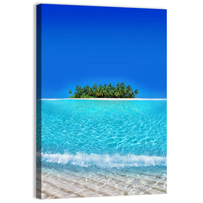 Turquoise Atoll Sandbar with Palm Trees Wall Art
