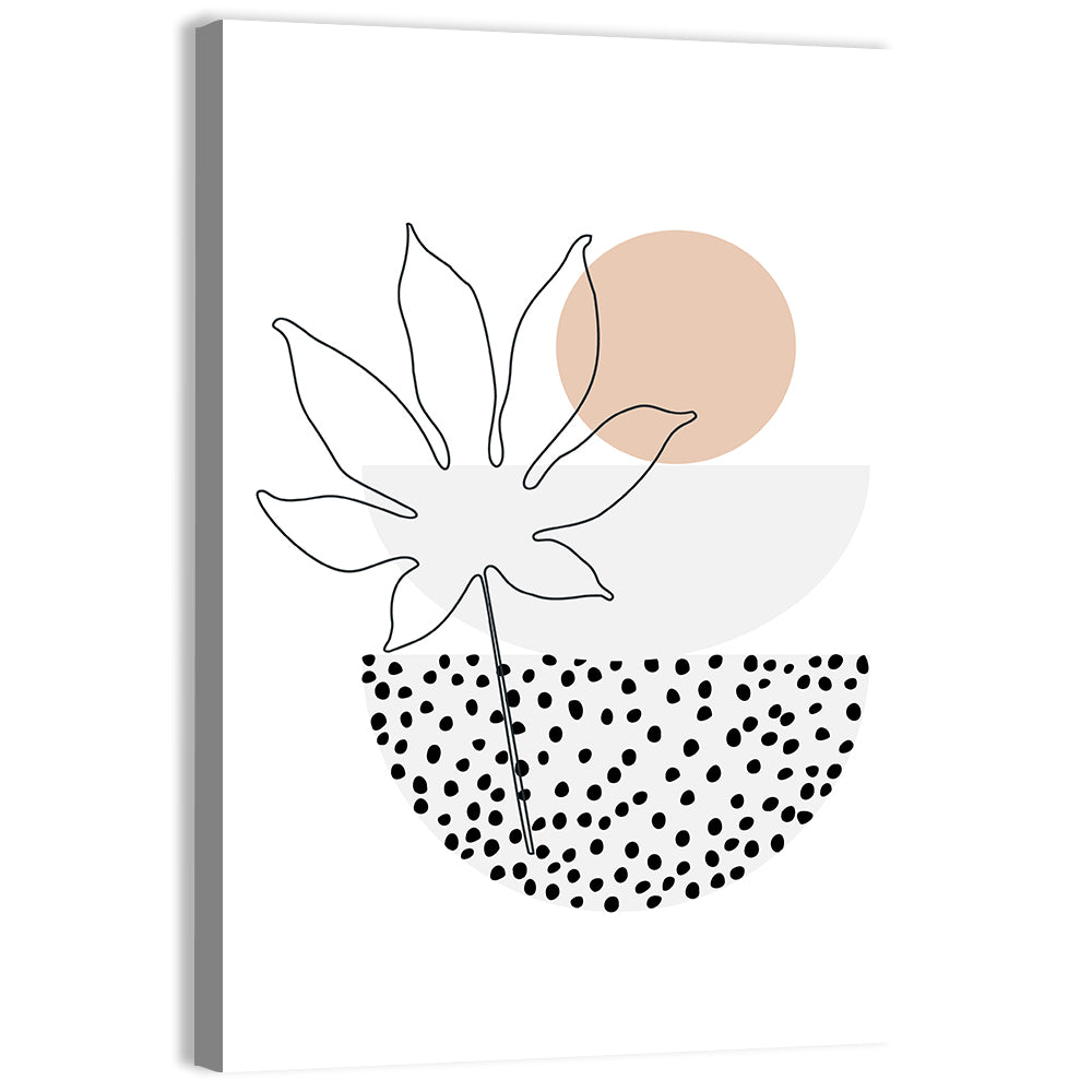 Palm Leaf with Peach Circle Illustration Wall Art