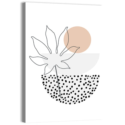 Palm Leaf with Peach Circle Illustration Wall Art